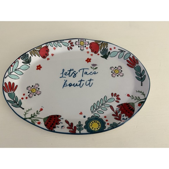 Taco Tuesday Let's Taco Bout It Platter‎ 12"x 8" Salsa Queso Bowl 4" Fiesta - Picture 7 of 13